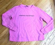 ARMANI EXCHANGE  pink crew neck logo long sleeve top size xl