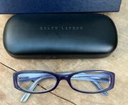 Ralph Lauren reader glasses frames only women two tone color purple with case