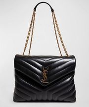 Saint Laurent Loulou Medium YSL Chain Shoulder Bag in Black