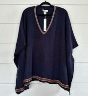 Revolve x House Harlow 1960 Women’s Navy One Size Poncho Sweater New