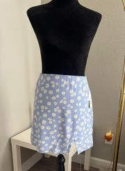 Women's Sexy Elastic Waist Open Side Hem Print Mini Skirt Size M