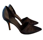 Vince Genuine Leather Cow Fur Pointed Toe Heels Women's 7M Black