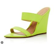 soraya neon yellow leather pointed toe slip on wedge 7.5