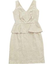 Belle Badgley Mischka Brocade Lace Peplum Dress in Cream Blush - Women's - 4