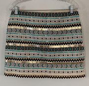 Unbranded Striped Beaded Sequin Embellished Southwestern Mini Skirt Size M