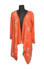 XCVI Draped Embroidered Coral  XS cardigan