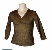 Small Blouse‎ Gold ESPIRIT S shimmer top shirt stretch small EUC 060302 Sm