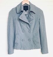 IRIS BASIC heather gray double breasted stretch blazer jacket