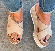 Nude Criss Cross Espadrille Wedge