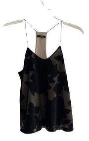 Tibi black floral sheer top with nude underlay size 0