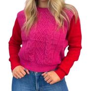 Strut & Bolt red fuchsia color block long sleeve sweater size Medium NEW