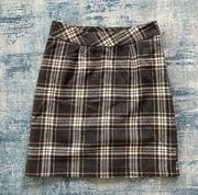 Chadwicks Gray Off White Pink Plaid Wool Blend Skirt Size 2 Petite