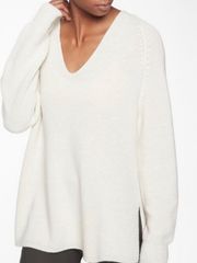 Cream Switchback Merino Wool Sweater