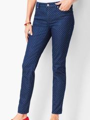 Merona ankle skinny blue jeans with white polka dots