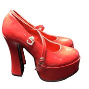 Target Retro Red Platform Heels EUC size 8