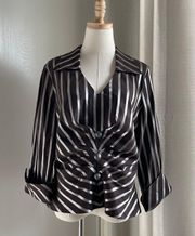 Metallic Vertical Stripe Long Sleeve Blouse