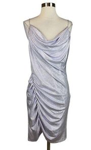 Women's Cocktail Dress Size 6 Purple Metallic Sleeveless Sheath