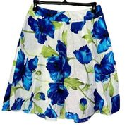 Sag Harbor white, royal blue & green full eyelet skirt 14