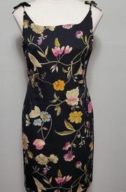 Donna Ricco black floral jacquard sheath dress size 8p