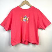 Coral Tropical Short Sleeve Cropped T Shirt womens One Size OS