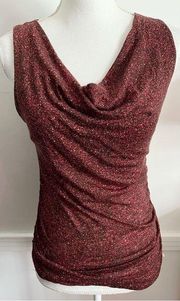 MaxMara • Lightweight Burgundy Pattern Cowl Neck Tank Top