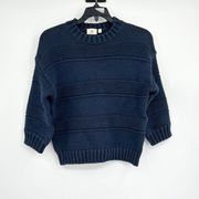 AG Adriano Goldschmied Navy Blue Heavy Knit 3/4 Sleeve Pullover Sweater Size XS