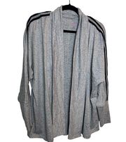 Isaac Mizrahi Live! Grey Athletic Stripe Sweater Cardigan Oversized XXS