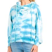 Young Fabulous and Broke  Piper Blue Tie Dye Funnel Neck Hoodie Sweatshirt Size S