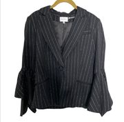 Milly Pinstripe Black Flare Sleeve Blazer 4