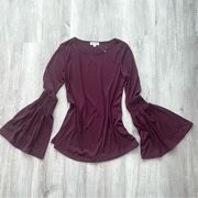 Boho Purple Bell Sleeve Top XS