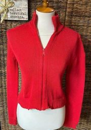 Esprit Vintage Full Zip Long Sleeve 100% Cotton Mock Collar Long Sleeve Red Card