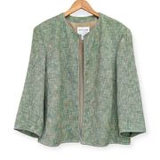 NWT Vintage Oscar de la Renta Tweed Jacket Wool Silk deadstock Green 22W