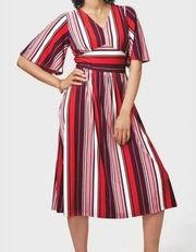 Leota NWT empire waist striped midi dress size s