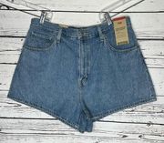 Levi’s NWT Size 32/14 Blue Denim Cotton/Hemp Blend High Waisted Mom Jean Shorts