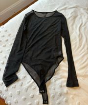 Forever 21 Black Sheer Long Sleeve Bodysuit