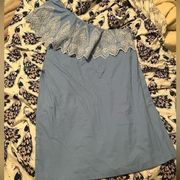 Mud Pie One Shoulder Dress, blue/white/eyelet size large. 

Worn once and then