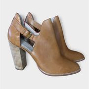 Elizabeth & James Leather Booties Ankle Boots Cut Out Heels Light Brown 10B