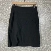 Club Monaco Black Knee Length Double Slit Pencil Skirt - Size 6 - Wide Waistband