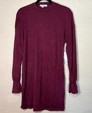 Velvet torch Los Angeles ruffle longsleeve burgandy sweater dress Size small