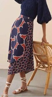 Anthropologie Dhruv Kapoor Swirled Abstract Midi Skirt Sz. S