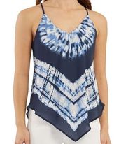 Bcx Juniors V-Hem Tie-Dyed Tank in Blue Size Large NWT