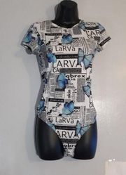 Rue 21 blue butterfly bodysuit