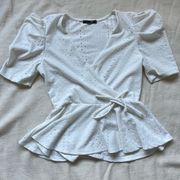 Paper moon white eyelet peplum babydoll blouse