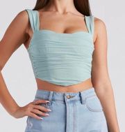 Women's Teal Green Corset Top Size Medium Summer Spring