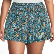 NWT Terra & Sky Blue & Yellow Floral Smocked Waist‎ Shorts Women’s Size 1X 16-18