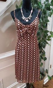 Mixit Womens Brown 100% Nylon Sleeveless Scoop Neck Knee Length Dress Medium