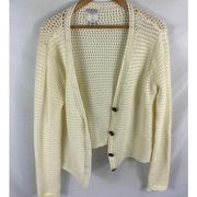 Joie  Cream Cottagecore Open Weave Crochet Cardigan Sweater Size XL