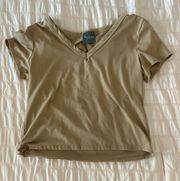 Women’s Cropped Brown V Neck Shirt 