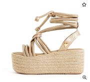 Nataly Mendez Platform Espadrille In Gold