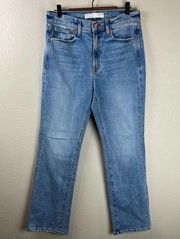 AYR The Sugar Womens Straight Leg Jeans Size 30S High Rise Light Wash Blue Denim